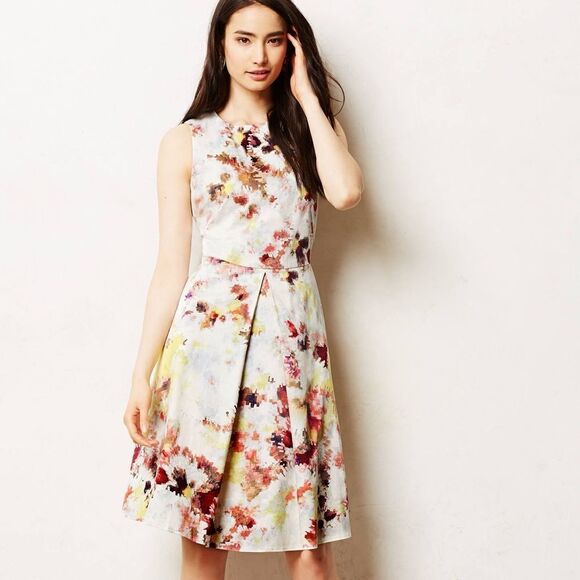 Anthropologie Hunter Bell Kukka Sleeveless Keyhole Tea Dress Sz 0 - Picture 1 of 9